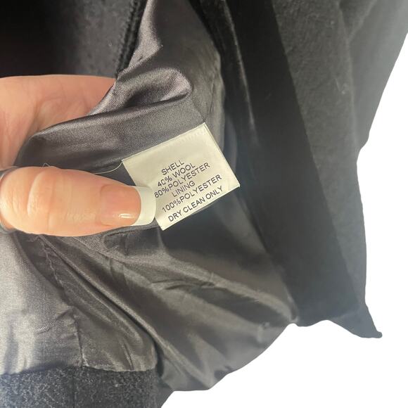 Anthropologie Hazel Women's Size Large Black Wool Blend Double Breasted Pea Coat - Picture 6 of 11